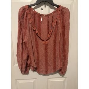 Free People Against All Odds‎ Grommet Desert Sun Striped Blouse Women's Size M